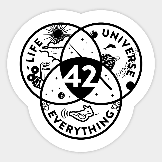 42 answer to life the universe everything Sticker by Djokolelono